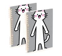 EtherSpher A5 size Cartoon Cute White Cat college notebooks 8.3" x 5.7", wear-resistant spiral notebooks wide ruled 60 sheets for diary&to do list