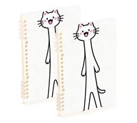 EtherSpher A5 size Cartoon Cute White Cat spiral notebook wide 8.3" x 5.7", hard cover wide ruled spiral notebook 60 sheets for travel&writing 2 pack