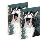 EtherSpher A5 size Cartoon Cute White Fried Fur Cat ruled notebook 8.3" x 5.7", sturdy subject notebooks college ruled 60 sheets for working&classroom 2 pack