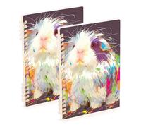 EtherSpher A5 size Cartoon Cute White Guinea Pig lined notebook 8.3" x 5.7", wear-resistant wide ruled spiral notebook 60 sheets for travel&writing 2 pack