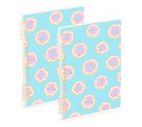 EtherSpher A5 size Cartoon Donut Blue composition notebooks 8.3" x 5.7", wear-resistant subject notebooks college ruled 60 sheets for diary&to do list 2 pack