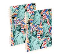 EtherSpher A5 size Cartoon Fashion Statue Of Liberty composition notebook 8.3" x 5.7", hard cover subject notebooks college ruled 60 sheets for working&classroom 2 pack