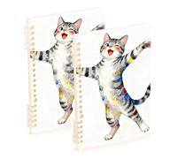 EtherSpher A5 size Cartoon Funny Cat notebooks for school 8.3" x 5.7", hard cover subject spiral notebook college 60 sheets for diary&to do list 2 pack