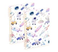 EtherSpher A5 size Cartoon Purple spacemen Satellite Palnet notebooks spiral 8.3" x 5.7", wire-bound single subject spiral notebook 60 sheets for school&office 2 pack