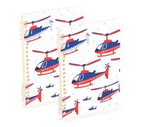 EtherSpher A5 size Cartoon Red and Blue Helicopter large notebooks 8.3" x 5.7", sturdy wide ruled spiral notebook 60 sheets for planner&business 2 pack