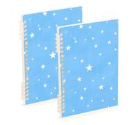 EtherSpher A5 size Childish Star Blue wide ruled spiral 8.3" x 5.7", wire-bound subject spiral notebook wide 60 sheets for planner&business 2 pack