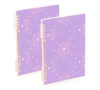 EtherSpher A5 size Childish Star Purple Peach Gradient journal notebook 8.3" x 5.7", wire-bound composition notebook wide ruled 60 sheets for travel&writing 2 pack