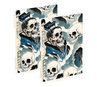 EtherSpher A5 size Chinese Ancient Poet Skull ruled notebook 8.3" x 5.7", sturdy subject college ruled notebook 60 sheets for travel&writing 2 pack