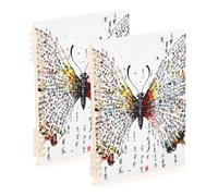 EtherSpher A5 size Chinese Character Butterfly Unique Art spiral notebooks 8.3" x 5.7", wear-resistant subject spiral notebook college 60 sheets for working&classroom 2 pack