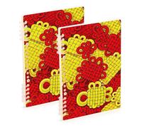 EtherSpher A5 size Chinese Culture Chinese Knot bound notebook 8.3" x 5.7", sturdy spiral notebooks wide ruled 60 sheets for school&office 2 pack