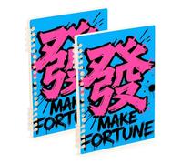 EtherSpher A5 size Chinese Culture Makes Fortunes Blue orange spiral notebook 8.3" x 5.7", wear-resistant school supplies for college 60 sheets for diary&to do list 2 pack