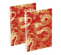 EtherSpher A5 size Chinese Golden Dragon subject notebooks 8.3" x 5.7", wire-bound subject college ruled spiral 60 sheets for diary&to do list