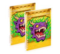 EtherSpher A5 size Chinese Style Cartoon Purple Lion Head Gold college notebooks 8.3" x 5.7", wear-resistant subject notebooks college ruled 60 sheets for working&classroom