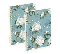 EtherSpher A5 size Chinese Style Peony notebooks wide 8.3" x 5.7", wire-bound subject college ruled spiral 60 sheets for school&office