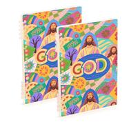 EtherSpher A5 size Colorful Cartoon God Cute subject notebook 8.3" x 5.7", wear-resistant subject college ruled spiral 60 sheets for travel&writing 2 pack