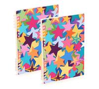 EtherSpher A5 size Colorful Cartoon Stars Are Fashion spiral notebooks college 8.3" x 5.7", wire-bound subject college ruled spiral 60 sheets for school&office 2 pack
