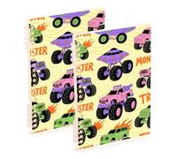 EtherSpher A5 size Colorful monsters Truck Fire Yellow large notebooks 8.3" x 5.7", sturdy subject college ruled notebook 60 sheets for travel&writing 2 pack