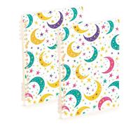 EtherSpher A5 size Colorful Moon Stars notebook spiral 8.3" x 5.7", wire-bound subject college ruled notebook 60 sheets for planner&business 2 pack