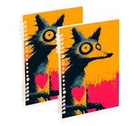 EtherSpher A5 size Crazy Creature Fox Valentines spiral notebooks 8.3" x 5.7", wear-resistant college ruled spiral notebook 60 sheets for diary&to do list 2 pack