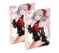 EtherSpher A5 size Cute Anime Girl Cherry Blossom bound notebook 8.3" x 5.7", wire-bound subject college ruled notebook 60 sheets for planner&business 2 pack