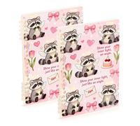 EtherSpher A5 size Cute Cartoon Angel Raccoon spiral notebooks 8.3" x 5.7", hard cover school supplies for college 60 sheets for school&office 2 pack