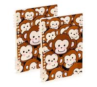 EtherSpher A5 size Cute Cartoon Brown Monkey notebook spiral 8.3" x 5.7", wire-bound subject spiral notebook college 60 sheets for school&office 2 pack