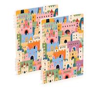 EtherSpher A5 size Cute Cartoon Castle Color subject notebooks 8.3" x 5.7", hard cover subject notebooks college ruled 60 sheets for working&classroom 2 pack
