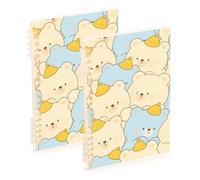 EtherSpher A5 size Cute Cartoon Cry Bear college notebooks 8.3" x 5.7", wear-resistant wide ruled spiral notebook 60 sheets for school&office 2 pack