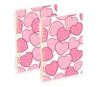 EtherSpher A5 size Cute Cartoon Heart Pink notebooks wide 8.3" x 5.7", wear-resistant spiral notebooks wide ruled 60 sheets for diary&to do list 2 pack