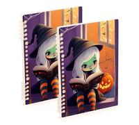 EtherSpher A5 size Cute Cartoon Witch Reading notebooks spiral 8.3" x 5.7", hard cover subject spiral notebook wide 60 sheets for diary&to do list