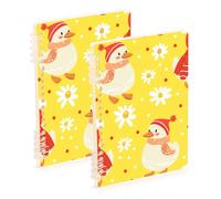 EtherSpher A5 size Cute Duck Cartoon Illustration notebook college 8.3" x 5.7", hard cover subject college ruled spiral 60 sheets for diary&to do list 2 pack