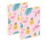 EtherSpher A5 size Cute Pink Flamingos spiral notebook wide 8.3" x 5.7", wire-bound subject spiral notebook college 60 sheets for school&office 2 pack