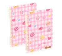 EtherSpher A5 size Cute Pink Sweet Character Lines orange spiral notebook 8.3" x 5.7", hard cover subject college ruled notebook 60 sheets for diary&to do list 2 pack