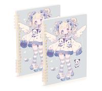 EtherSpher A5 size Cute Retro Blue Anime Girl journal notebook 8.3" x 5.7", wire-bound spiral notebooks wide ruled 60 sheets for school&office 2 pack