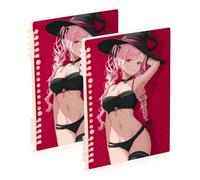 EtherSpher A5 size Cute Sexy Witch Anime ruled notebooks 8.3" x 5.7", wear-resistant subject spiral notebook college 60 sheets for working&classroom 2 pack