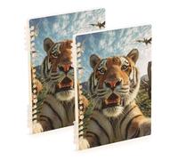 EtherSpher A5 size Dino Age Tigers composition notebooks 8.3" x 5.7", wear-resistant composition notebook wide ruled 60 sheets for diary&to do list 2 pack