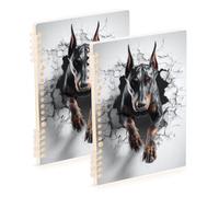 EtherSpher A5 size Doberman Dog 3d Running journal notebook 8.3" x 5.7", hard cover wide ruled spiral notebook 60 sheets for diary&to do list