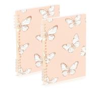 EtherSpher A5 size Doodle Style Butterflies Rose Gold composition notebooks 8.3" x 5.7", wire-bound subject college ruled spiral 60 sheets for diary&to do list 2 pack