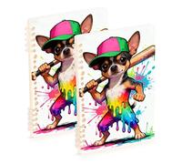 EtherSpher A5 size Drip Style Chihuahua Baseball Player notebooks for school 8.3" x 5.7", sturdy single subject spiral notebook 60 sheets for planner&business