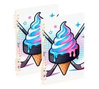 EtherSpher A5 size Drip-style Hockey Ice Cream notebook journal 8.3" x 5.7", hard cover subject college ruled notebook 60 sheets for diary&to do list 2 pack