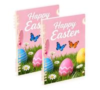 EtherSpher A5 size Easter Egg large notebooks 8.3" x 5.7", wear-resistant spiral notebooks wide ruled 60 sheets for working&classroom 2 pack