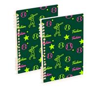 EtherSpher A5 size Fashion Baseball Man Dark Green notebooks spiral 8.3" x 5.7", wear-resistant wide ruled spiral notebook 60 sheets for planner&business 2 pack