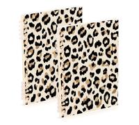 EtherSpher A5 size Fashion Leopard Off White Brown notebook wide ruled 8.3" x 5.7", wire-bound subject spiral notebook wide 60 sheets for diary&to do list 2 pack