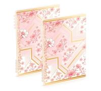 EtherSpher A5 size Fashion Pink and Gold Flower Striped notebooks wide 8.3" x 5.7", hard cover subject spiral notebook college 60 sheets for working&classroom