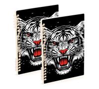 EtherSpher A5 size Fierce White Tigers college notebook 8.3" x 5.7", sturdy subject spiral notebook college 60 sheets for travel&writing