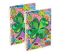 EtherSpher A5 size Four Leaf Clover Doodle bound notebooks 8.3" x 5.7", wire-bound college ruled spiral notebook 60 sheets for working&classroom 2 pack