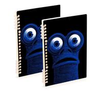 EtherSpher A5 size Funny Blue monsters spiral notebooks 8.3" x 5.7", wire-bound subject spiral notebook wide 60 sheets for school&office 2 pack