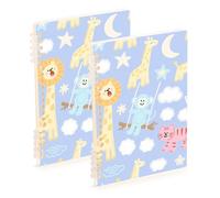 EtherSpher A5 size Funny Monkey Giraffe Lilac Blue spiral notebook wide 8.3" x 5.7", hard cover subject college ruled spiral 60 sheets for planner&business 2 pack