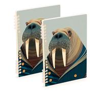 EtherSpher A5 size Funny Nile Walrus Ocean bound notebook 8.3" x 5.7", hard cover subject college ruled spiral 60 sheets for planner&business