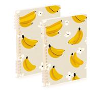 EtherSpher A5 size Funny Shores Bananas Floral ruled notebooks 8.3" x 5.7", wire-bound single subject spiral notebook 60 sheets for planner&business 2 pack